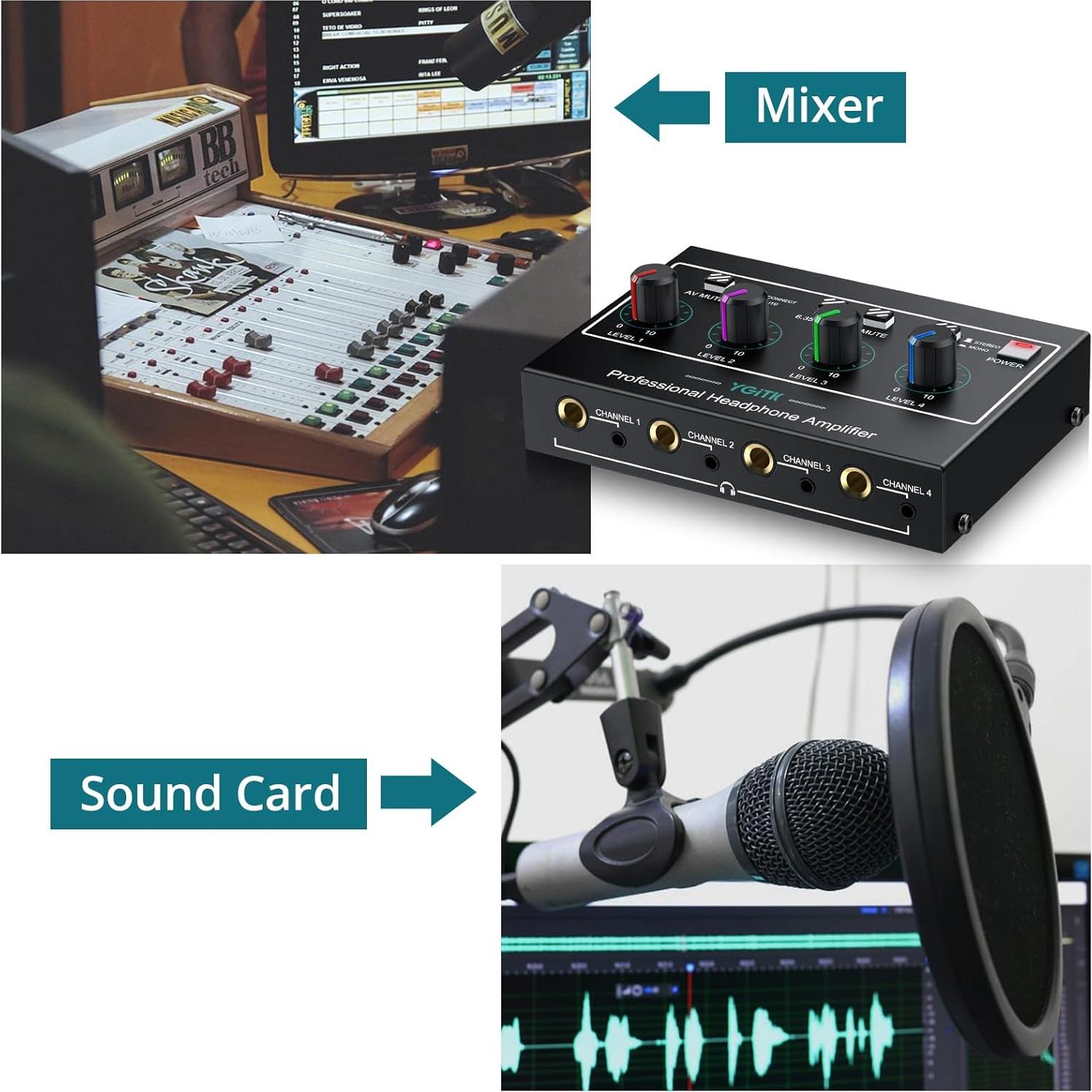 Amplificador de Auriculares YGiTK i4ii 4 Canales con Luz RGB