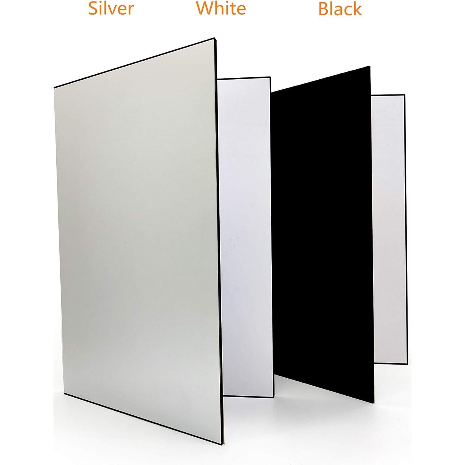 Reflector de Luz 3 en 1 Cartón A4 Plegable - Negro, Plata, Blanco