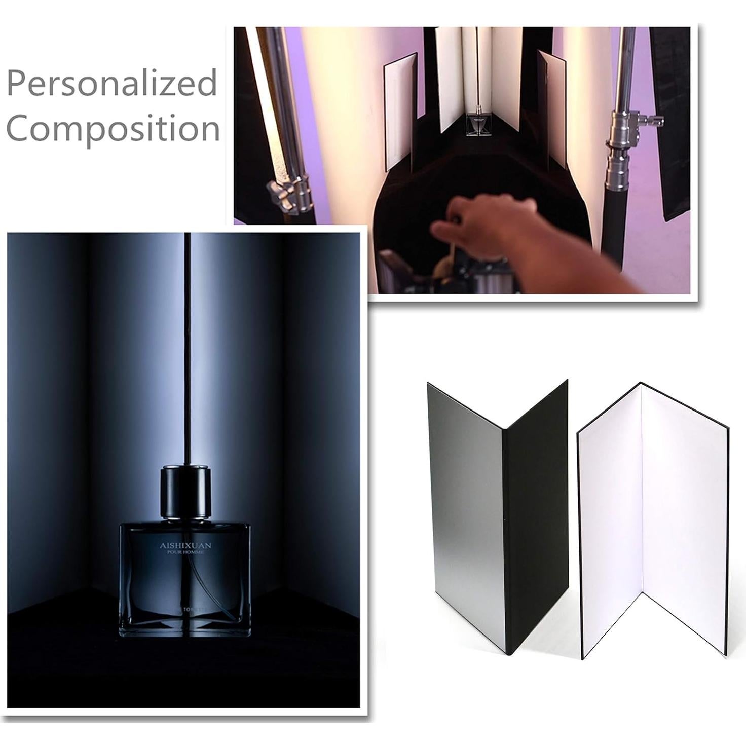 Reflector de Luz 3 en 1 Cartón A4 Plegable - Negro, Plata, Blanco