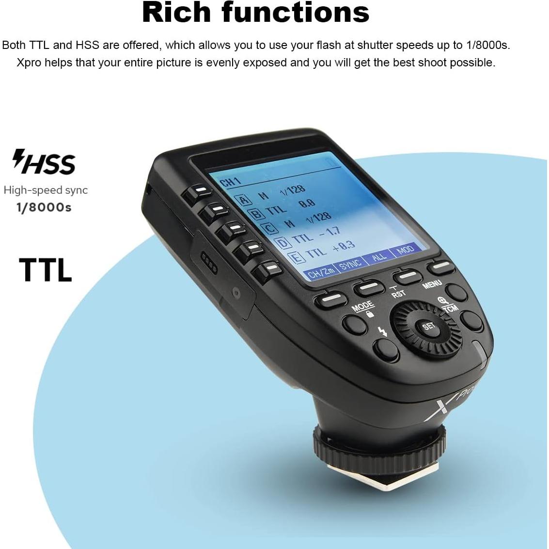 Disparador Inalámbrico Godox XPro-N i-TTL 2.4G para Nikon