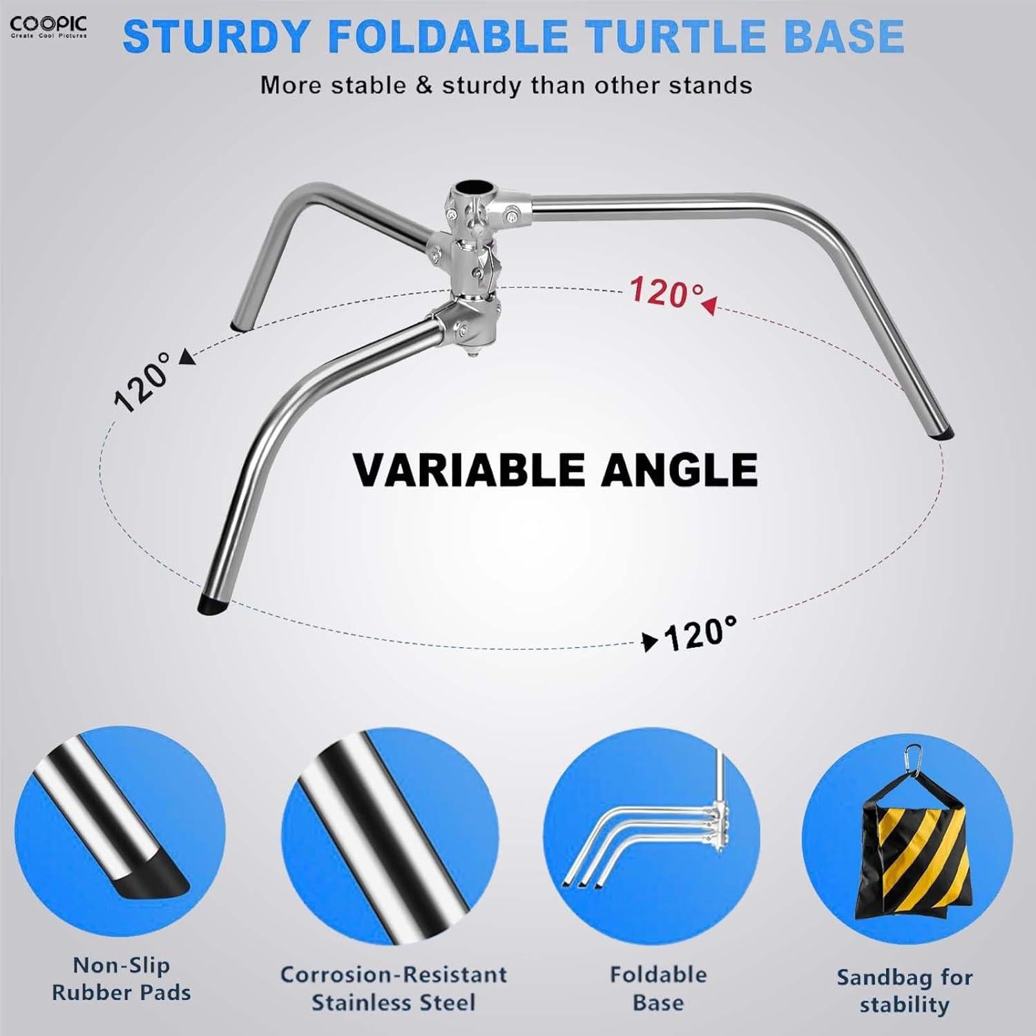 Soporte C de Acero Inoxidable COOPIC 210cm con Brazo y 2 Cabezas