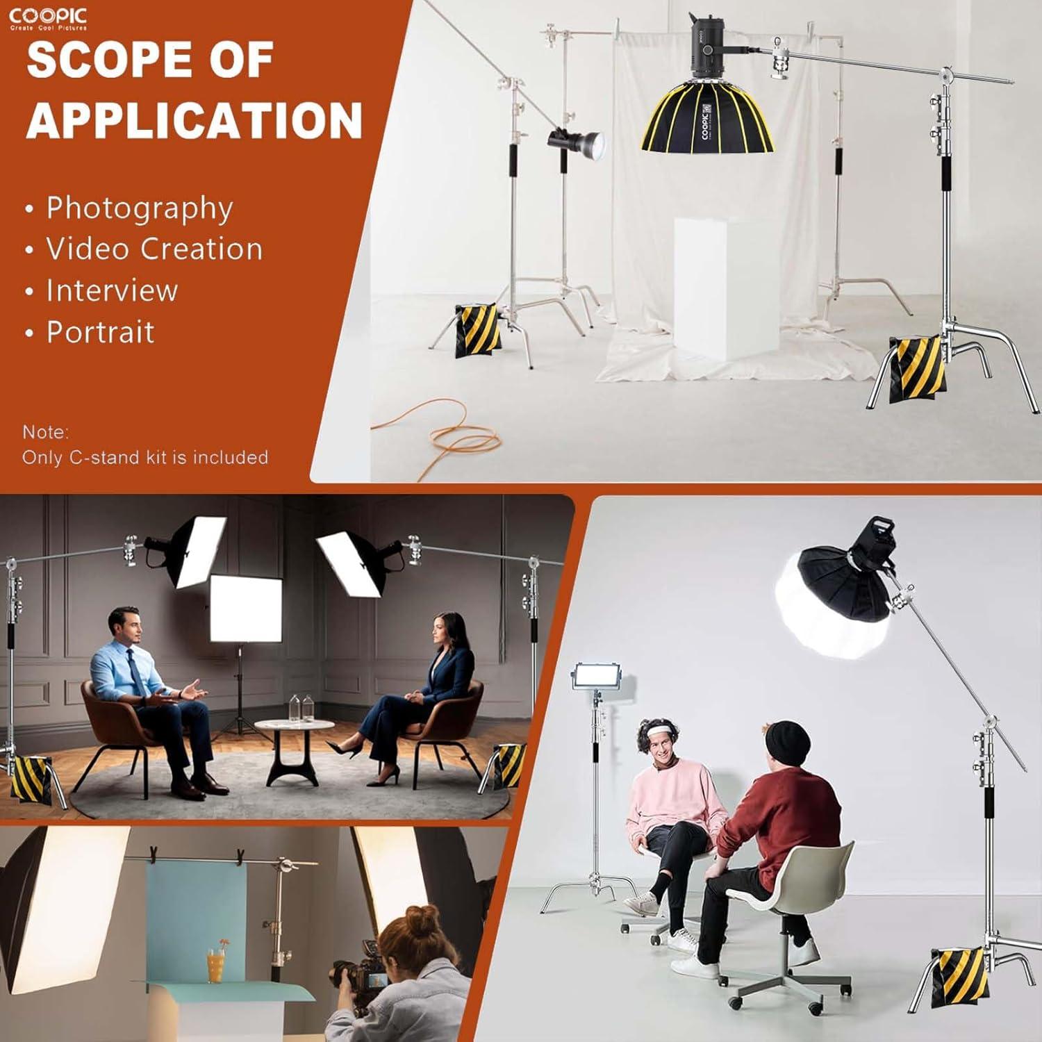 Soporte C de Acero Inoxidable COOPIC 210cm con Brazo y 2 Cabezas