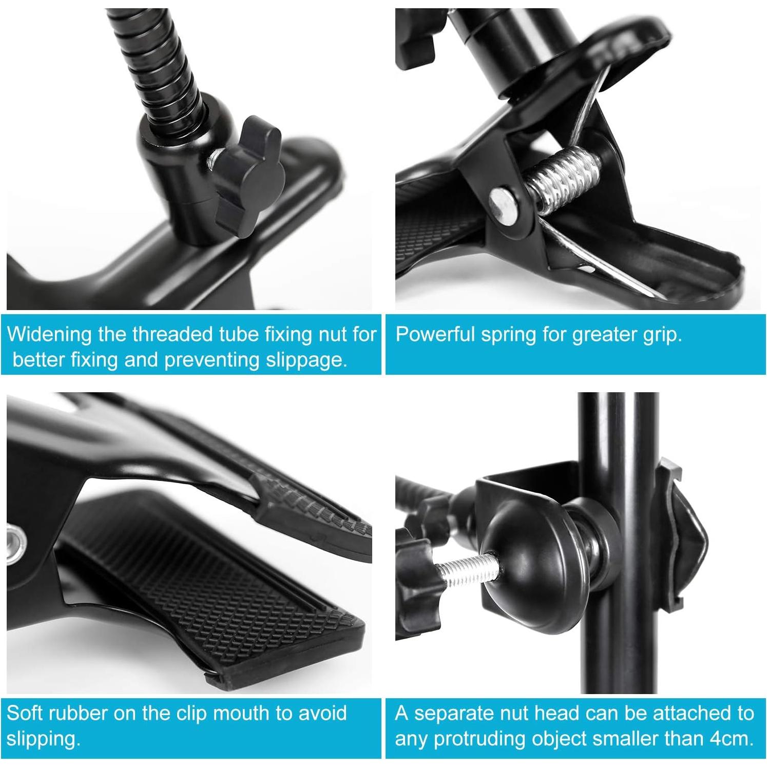 Soporte de Luz Fotográfico Konseen con Abrazadera Pesada y Gooseneck