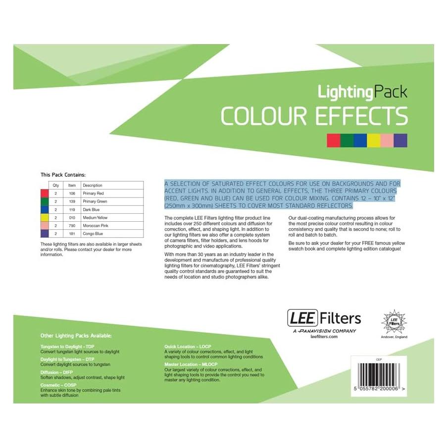 Paquete de Filtros de Gel de Iluminación LEE 250mm x 300mm - 12 Hojas