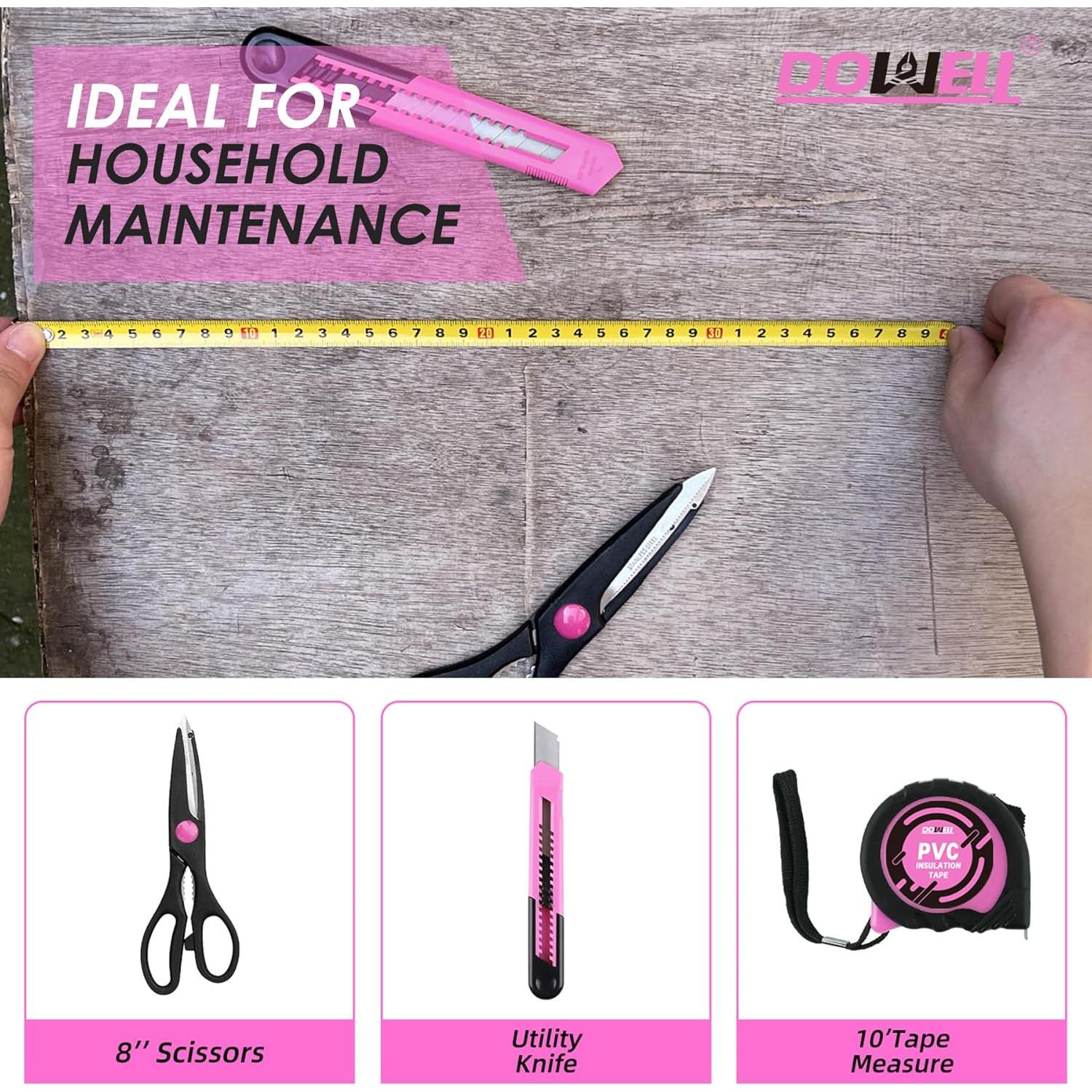 Kit de Herramientas DOWELL 40 Pcs Rosa con Caja Plástica