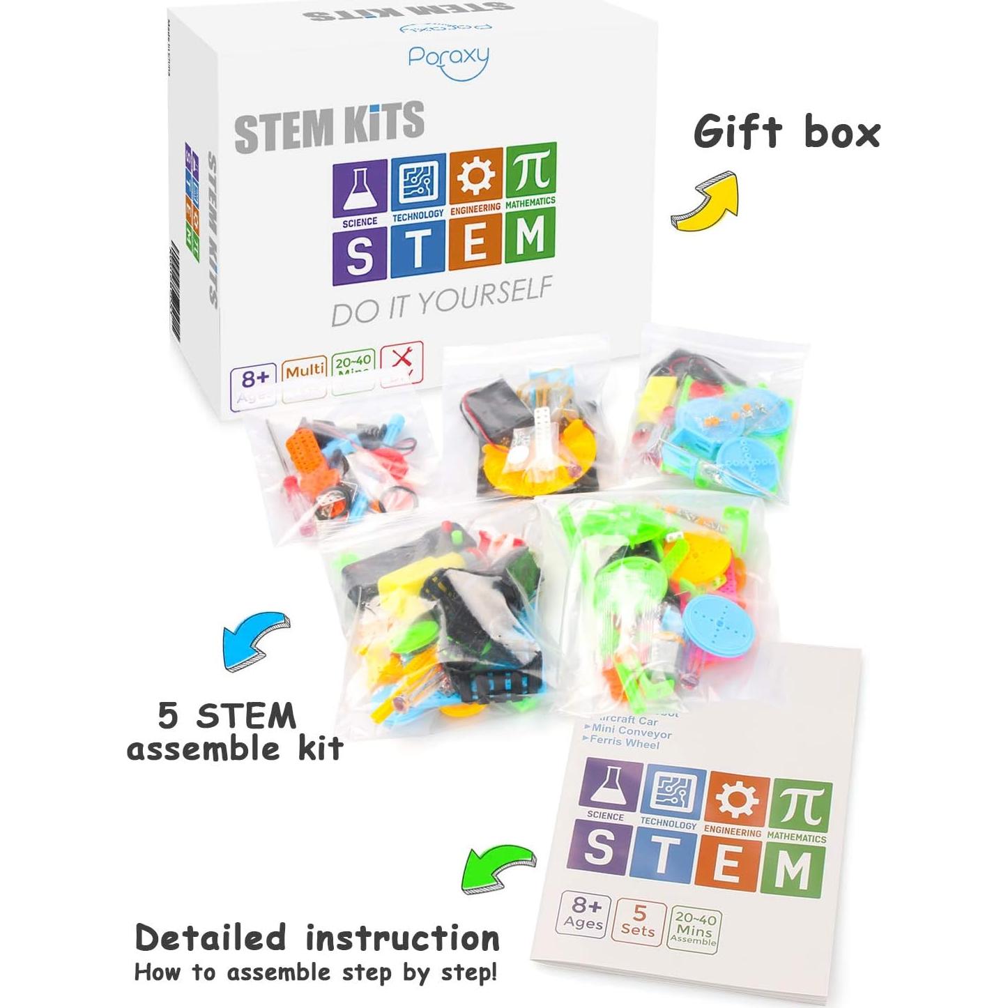 Kits de Ciencia STEM Poraxy 5 Proyectos para Niños 8-12 Años