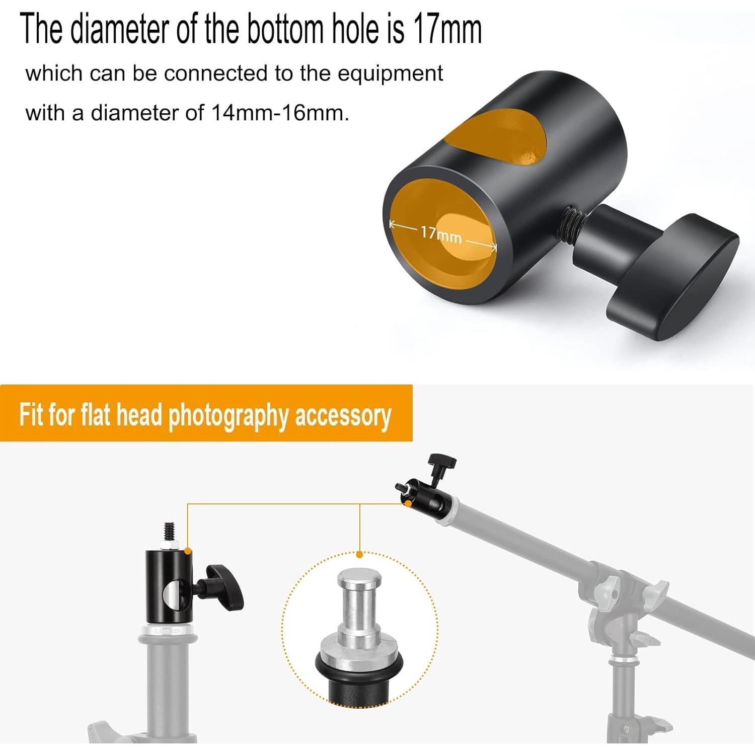 Adaptador de Soporte de Luz KAGYOKU 4 Piezas Aluminio 1/4"