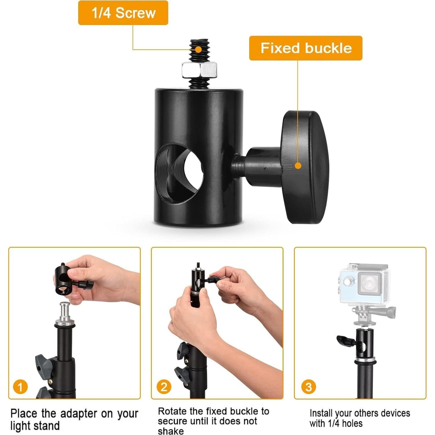 Adaptador de Soporte de Luz KAGYOKU 4 Piezas Aluminio 1/4"