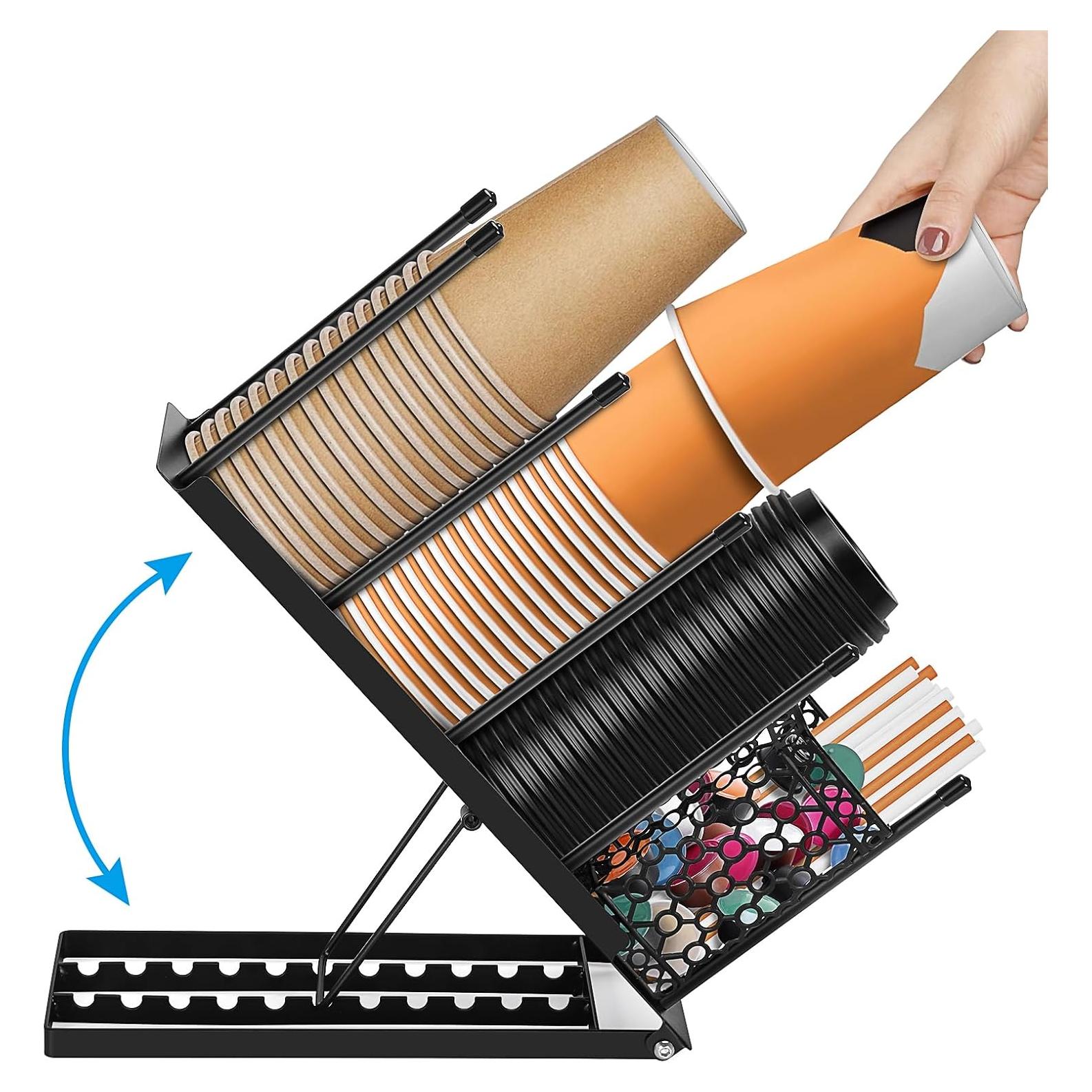 Soporte para Tazas y Tapas ShineMe Ajustable 4 Compartimentos