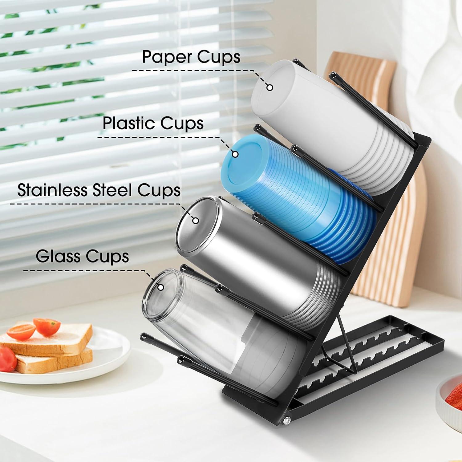 Soporte para Tazas y Tapas ShineMe Ajustable 4 Compartimentos