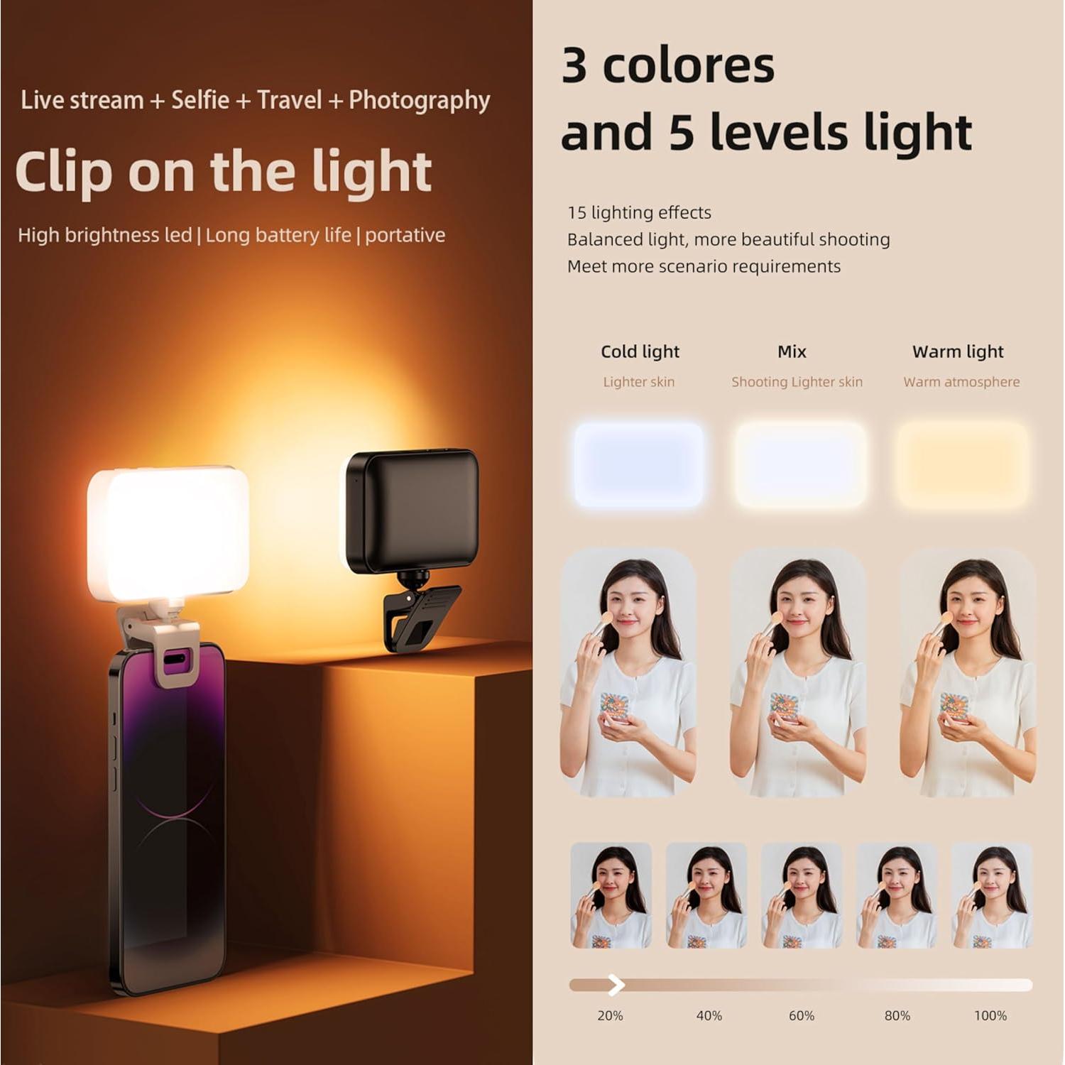 Luz Selfie Girish F6 66 LED 3 Colores 5 Niveles 360°