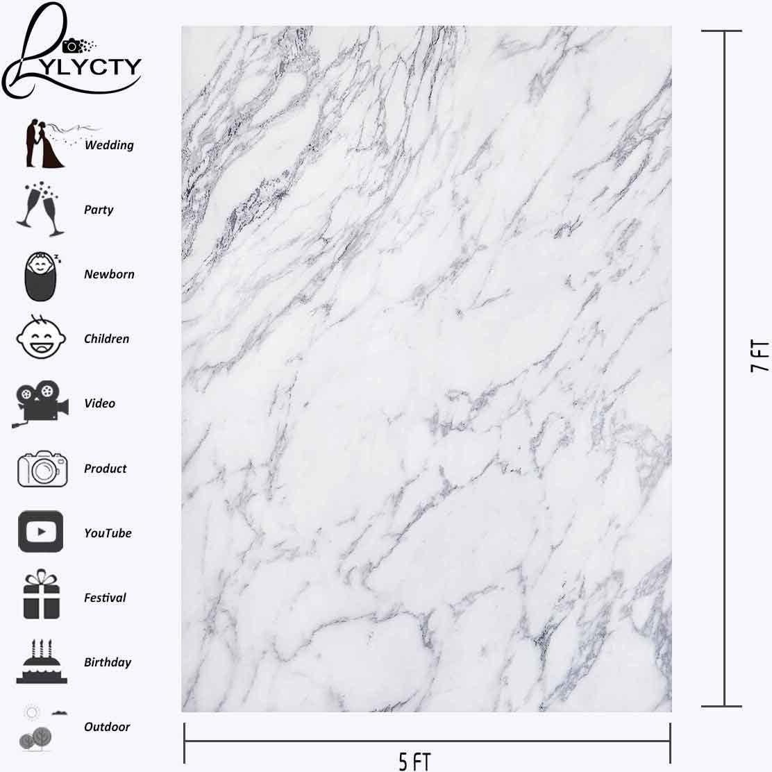 Fondo Fotográfico Personalizado Vinilo 5x2.13m Marble LYLYCTY