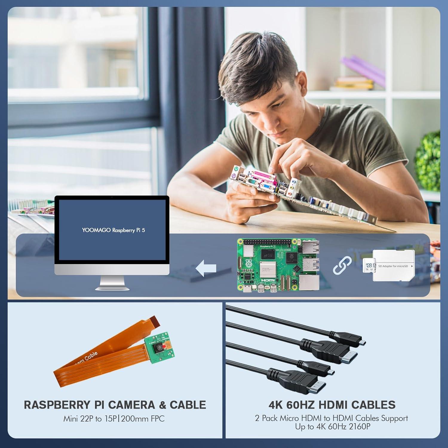 Kit Raspberry Pi 5 YOOMAGO 8GB RAM + Accesorios completos