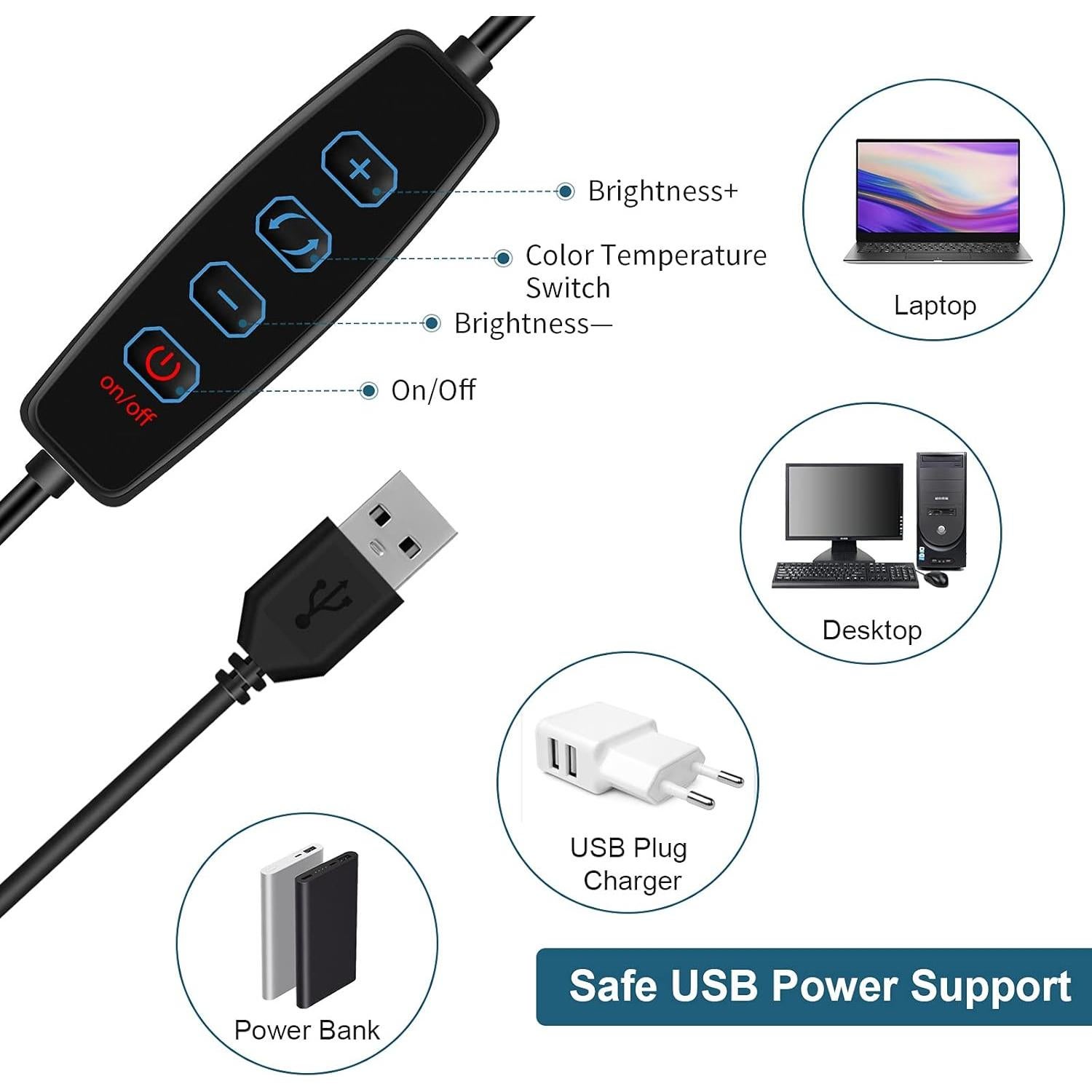 Kit de Iluminación LED Sancheay 15.24 cm 3 Modos 10 Brillos