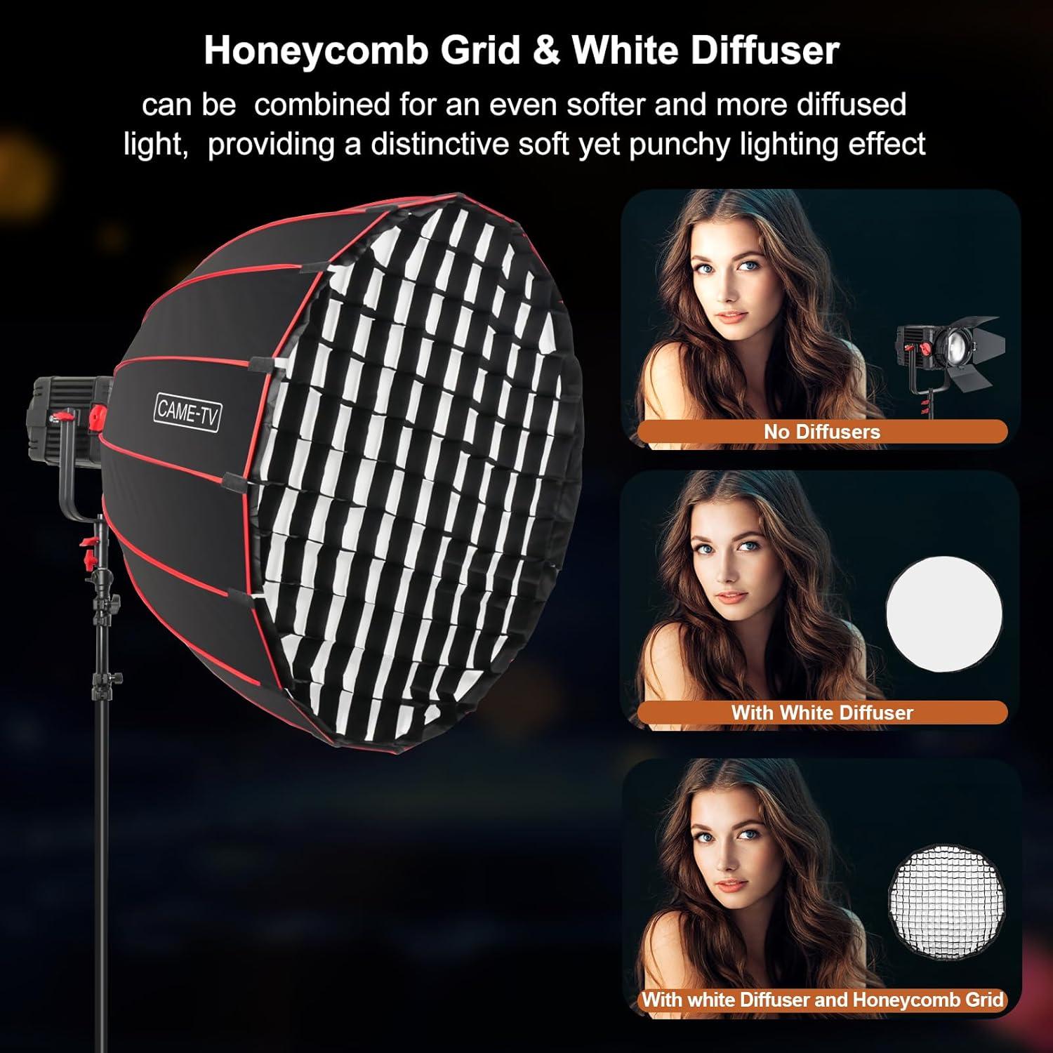 Softbox Profundo CAME-TV 120cm con Rejilla y Anillo Bowens