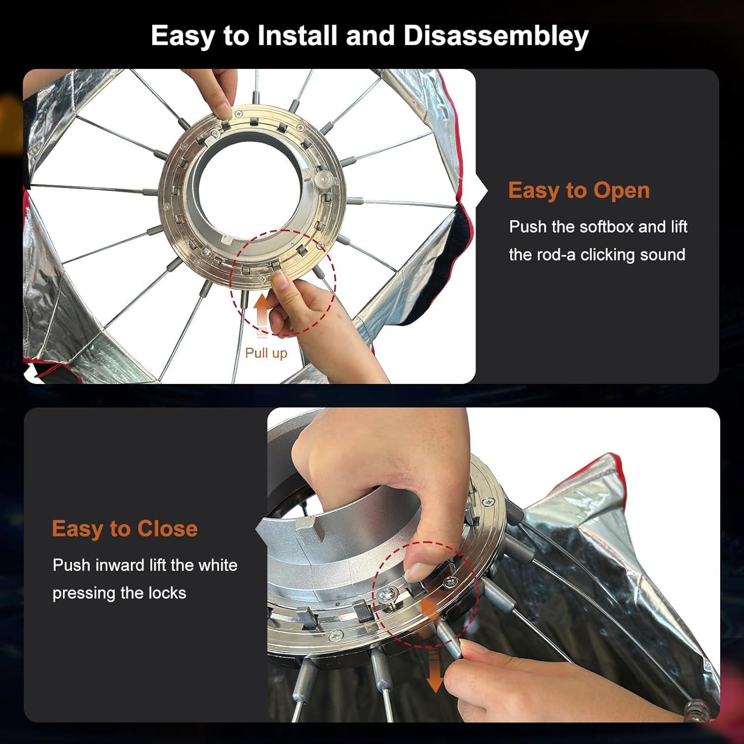 Softbox Profundo CAME-TV 120cm con Rejilla y Anillo Bowens