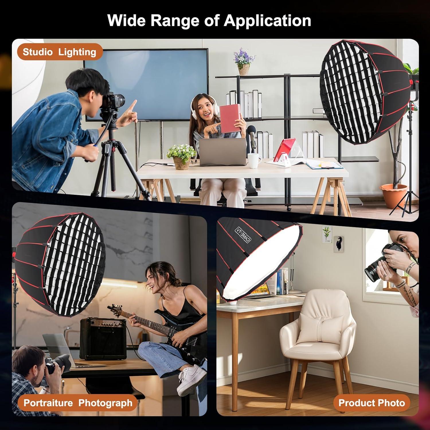 Softbox Profundo CAME-TV 120cm con Rejilla y Anillo Bowens