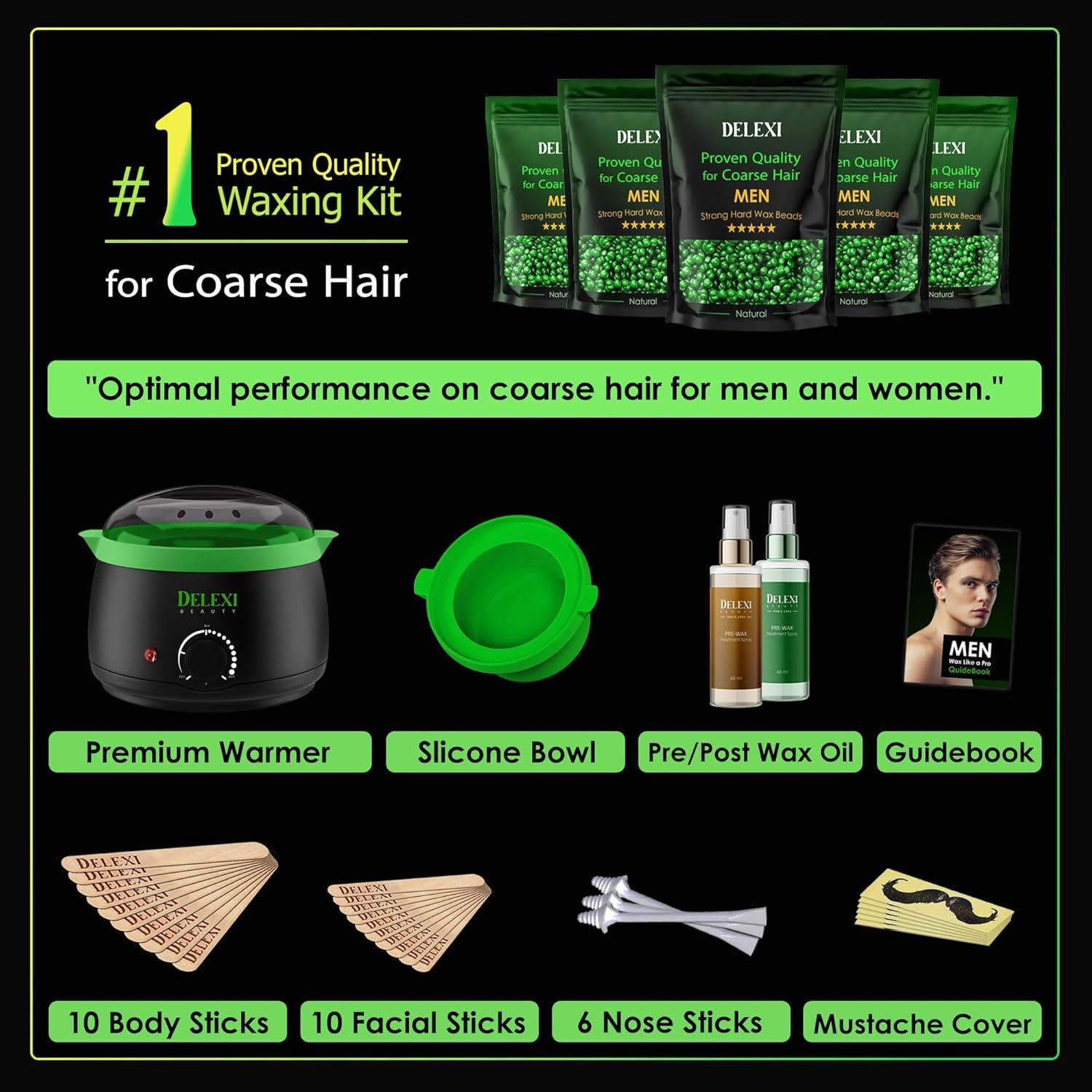 Kit de Cera Dura DELEXI para Hombres y Mujeres - 41.4g