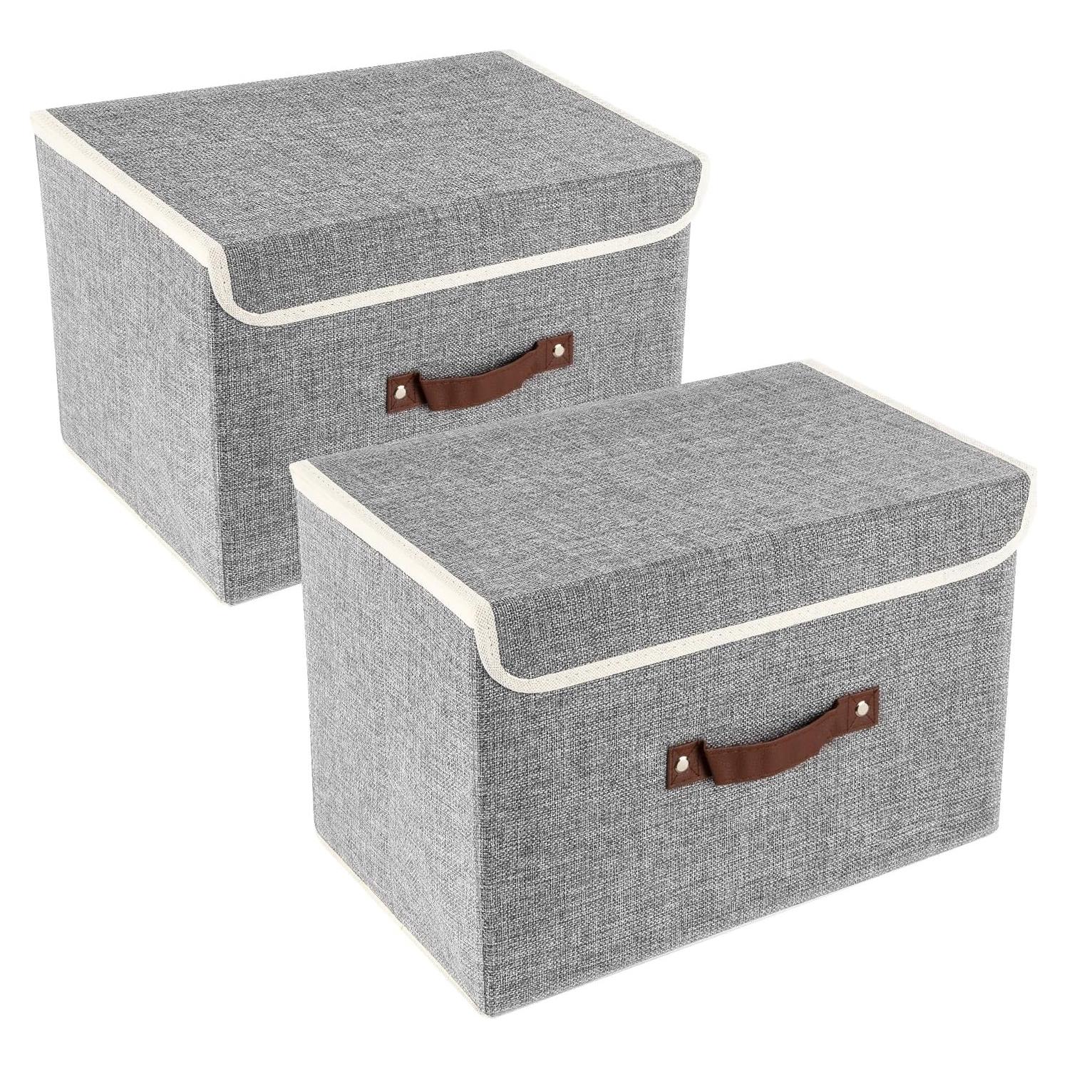 Cajas de Almacenamiento Plegables TYEERS 2 Paquete Gris 37.8x24.9x24.9 cm