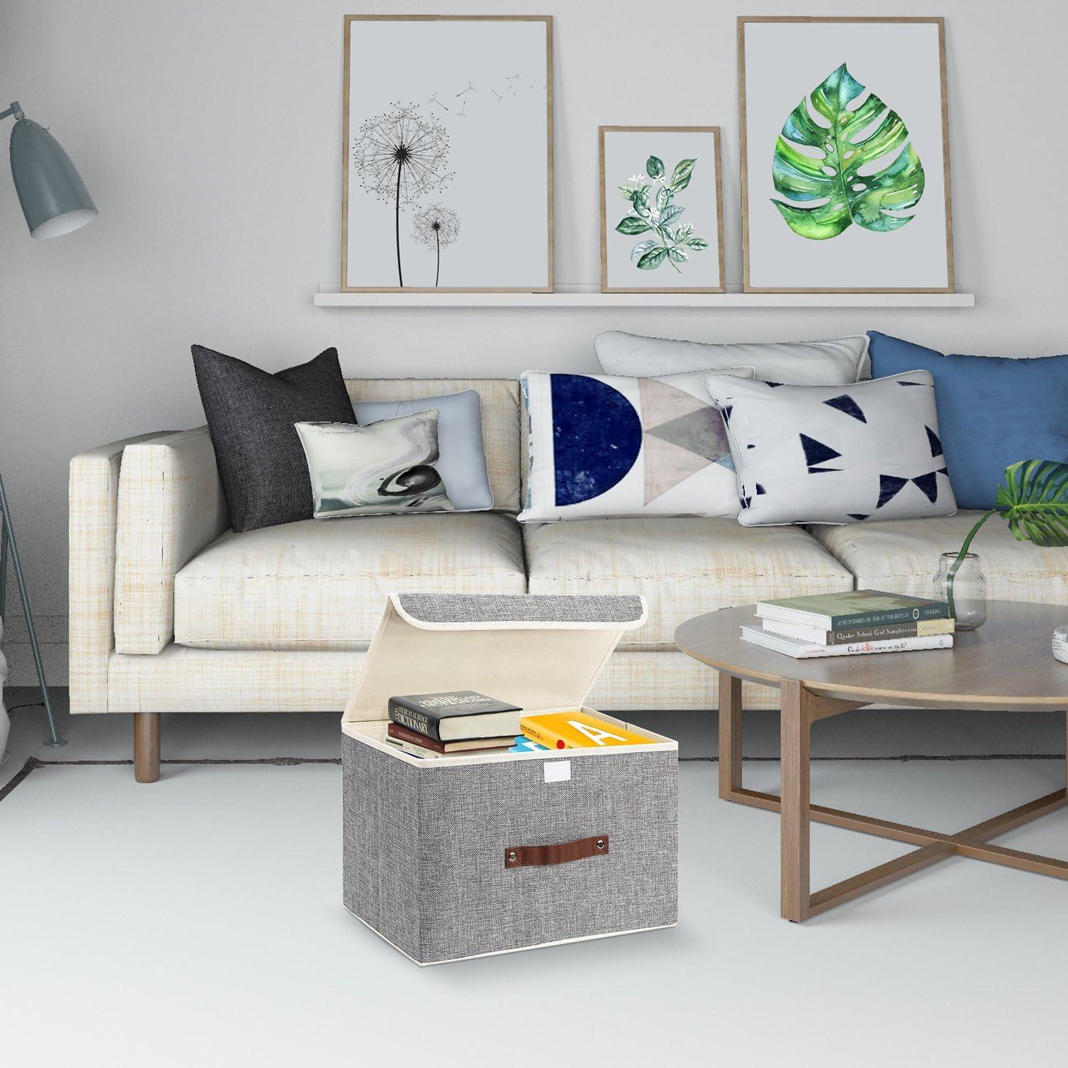 Cajas de Almacenamiento Plegables TYEERS 2 Paquete Gris 37.8x24.9x24.9 cm