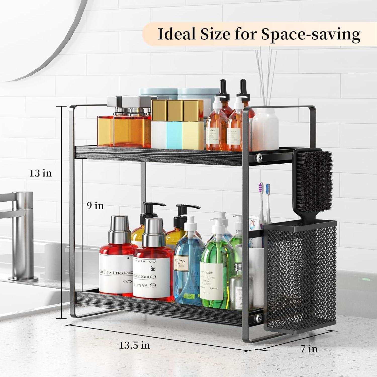 Organizador de Baño LEMIKKLE de Madera Negro 2 Niveles