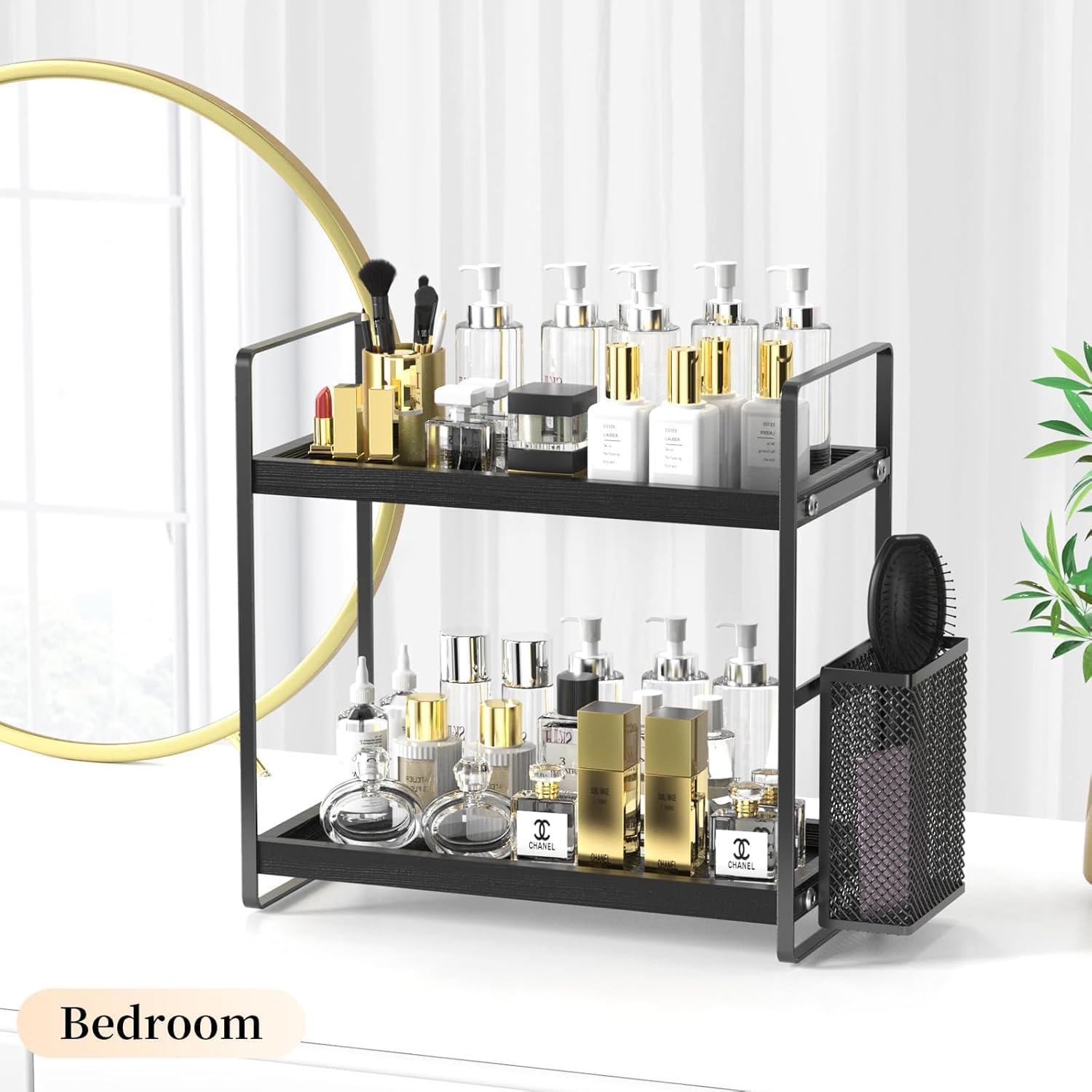 Organizador de Baño LEMIKKLE de Madera Negro 2 Niveles