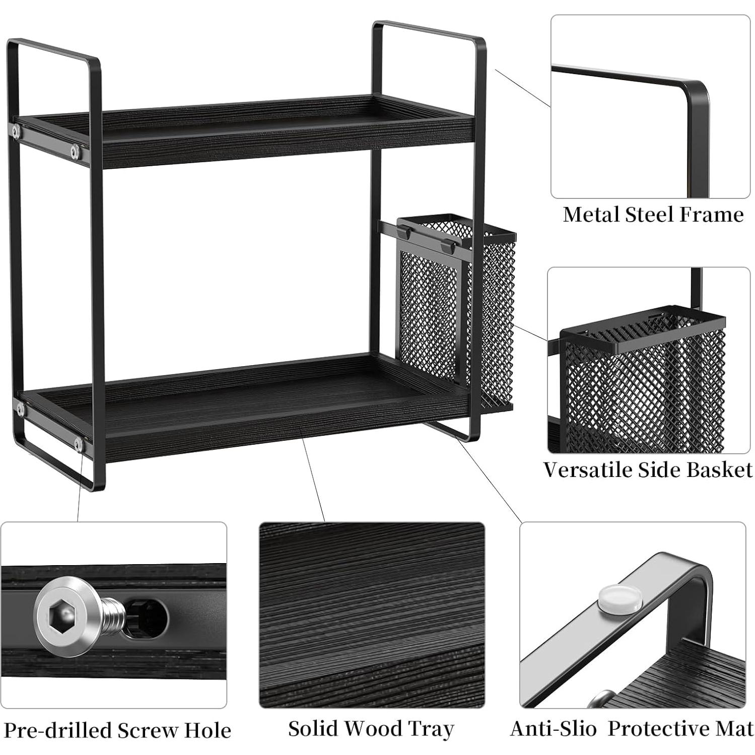 Organizador de Baño LEMIKKLE de Madera Negro 2 Niveles