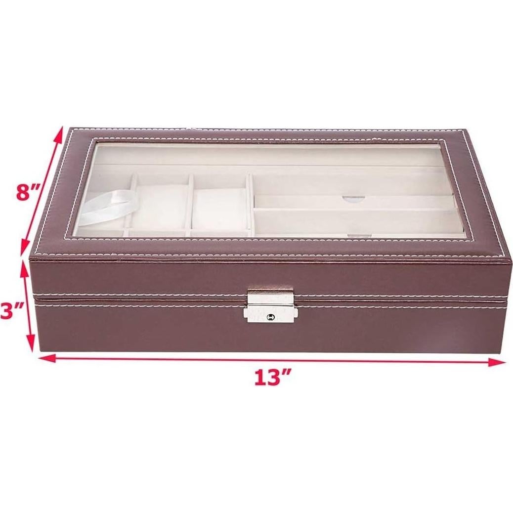 Caja de Relojes y Gafas AUTOARK 9 Compartimentos Marrón
