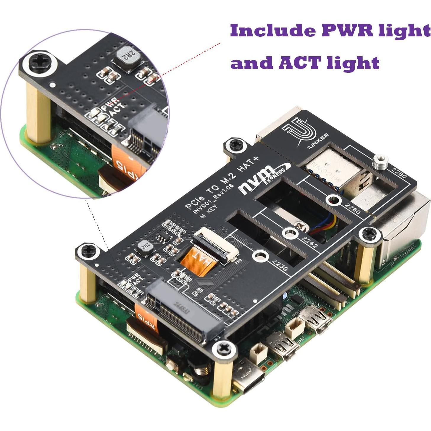 Placa PCIe M.2 HAT+ iUniker para Raspberry Pi 5 NVMe