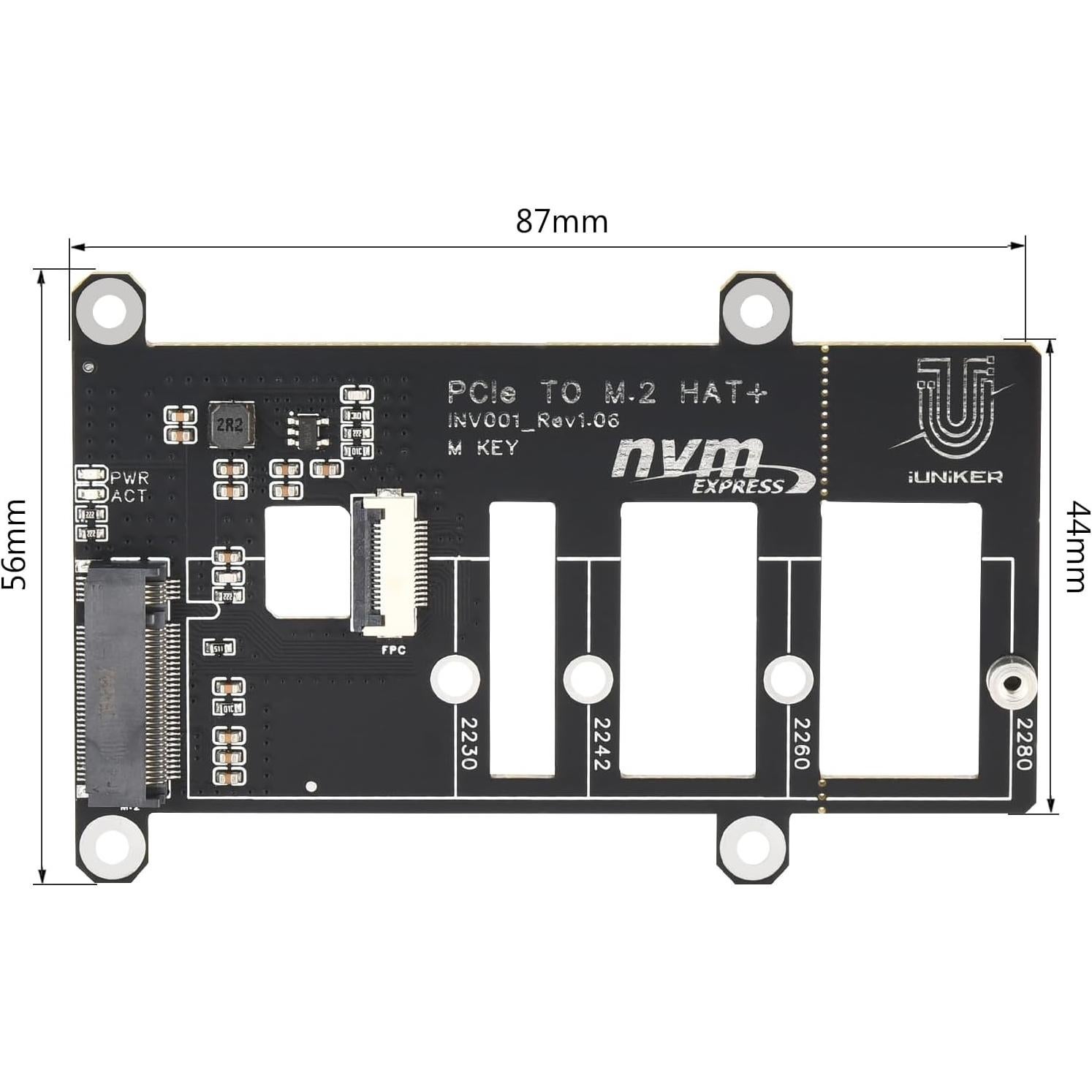 Placa PCIe M.2 HAT+ iUniker para Raspberry Pi 5 NVMe