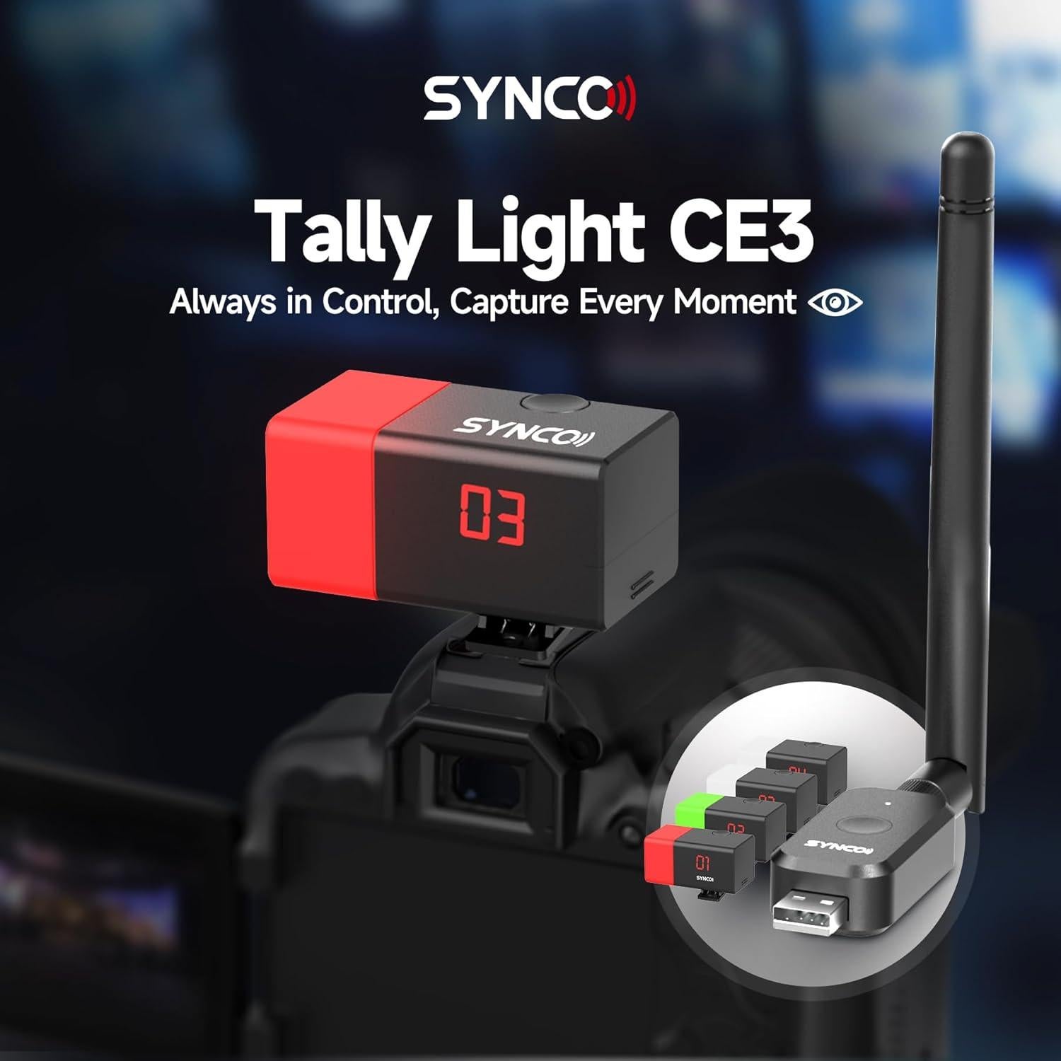 Sistema de Luz Tally Inalámbrica SYNCO CE3 para Cámara 4 Luces