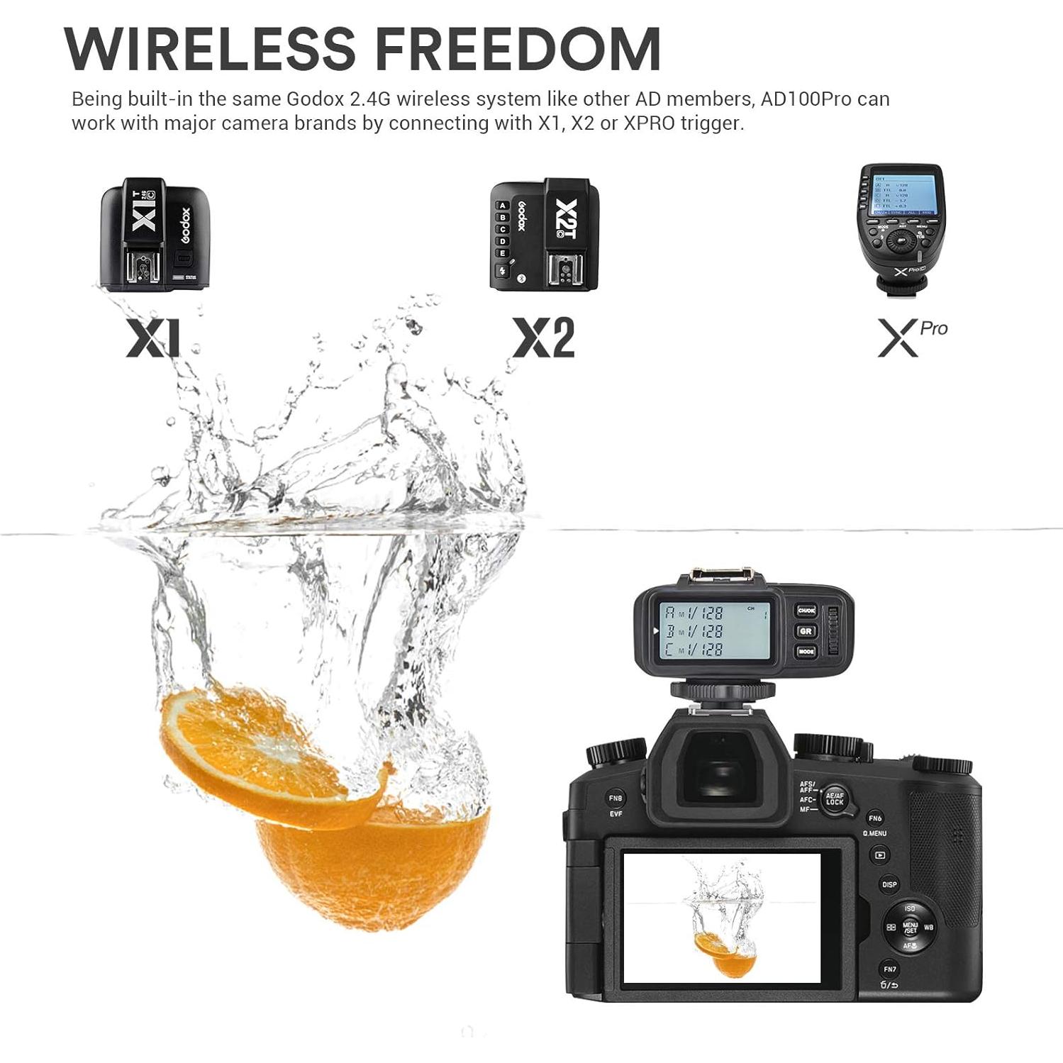 Flash Godox AD100 Pro Portátil TTL 100Ws con Batería 360 Flashes