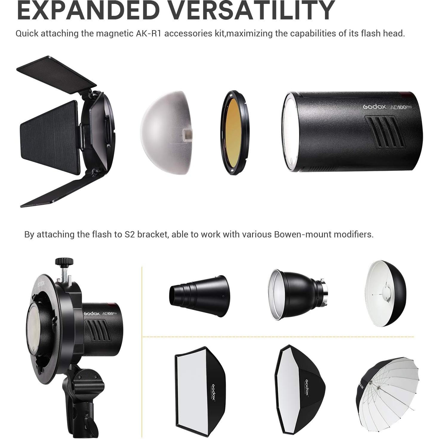 Flash Godox AD100 Pro Portátil TTL 100Ws con Batería 360 Flashes