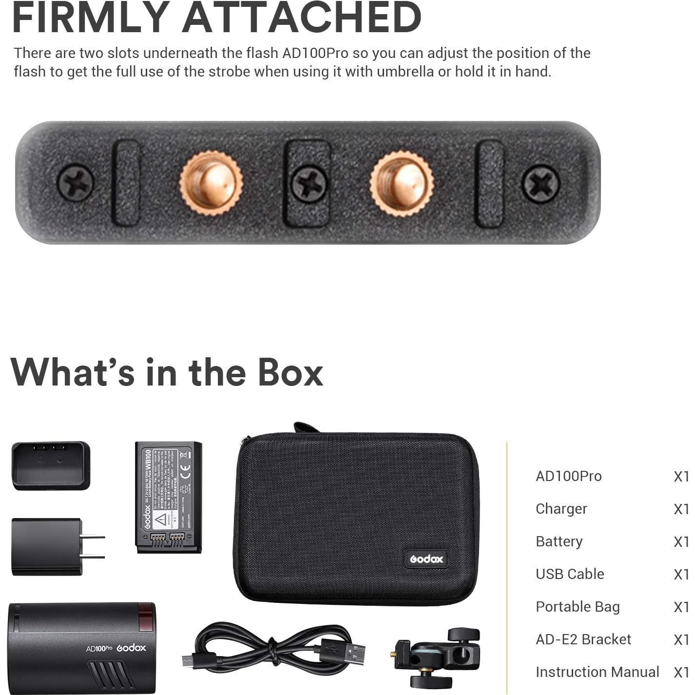 Flash Godox AD100 Pro Portátil TTL 100Ws con Batería 360 Flashes