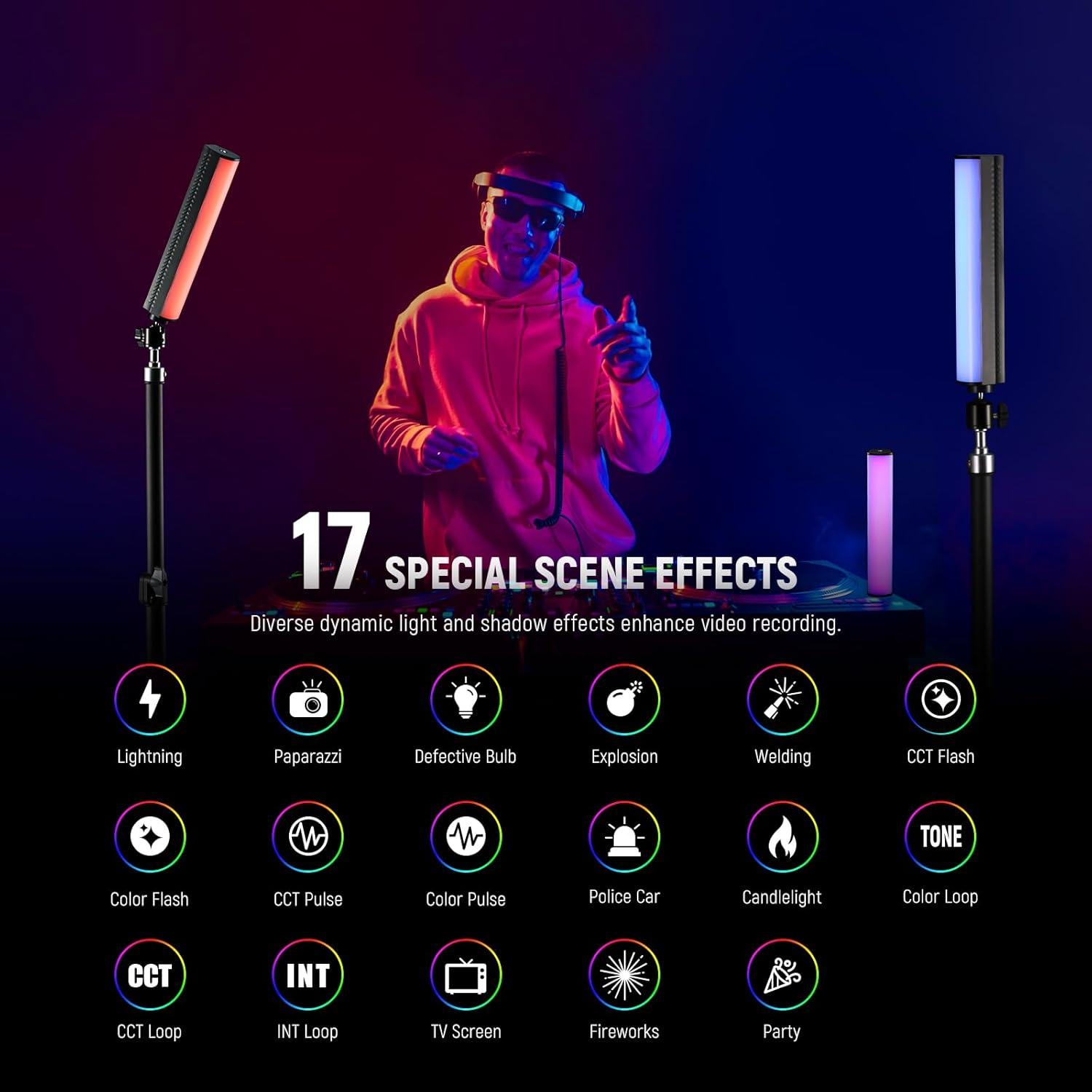 Barra de Luz RGB NEEWER 50W con Batería 2550mAh y 17 Escenas