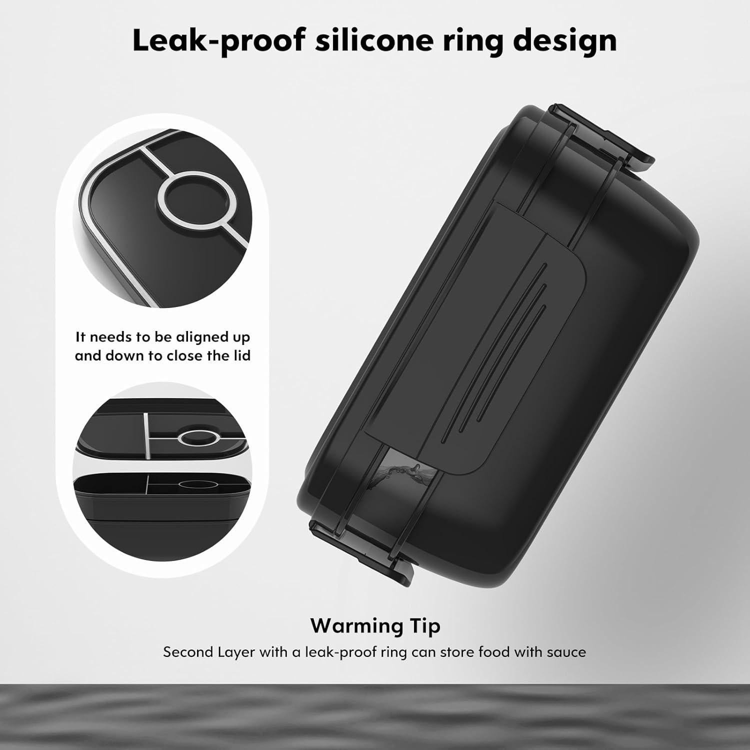 Caja Bento Grande HOMETALL 1900ml a Prueba de Fugas y Microondas