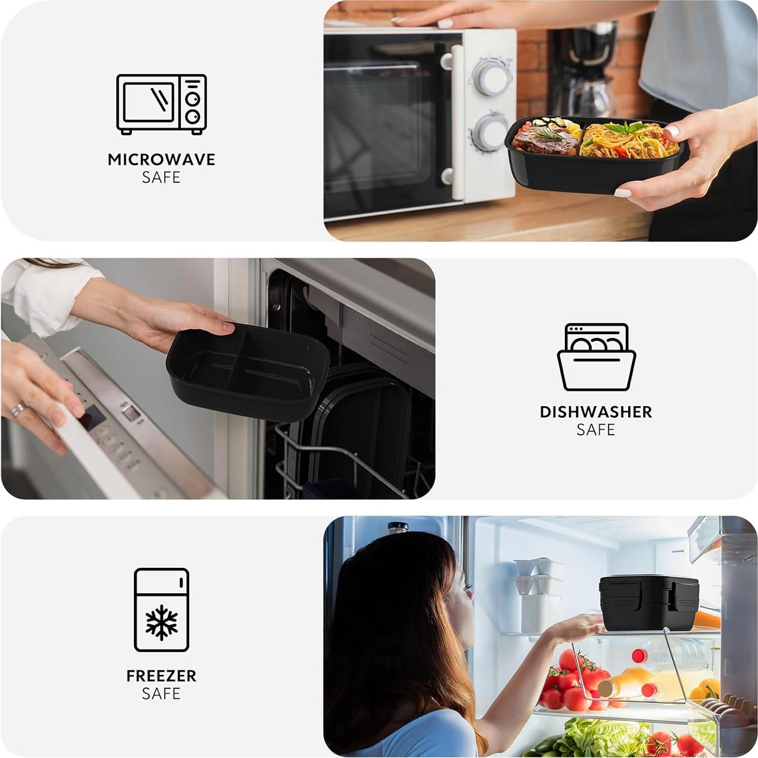 Caja Bento Grande HOMETALL 1900ml a Prueba de Fugas y Microondas