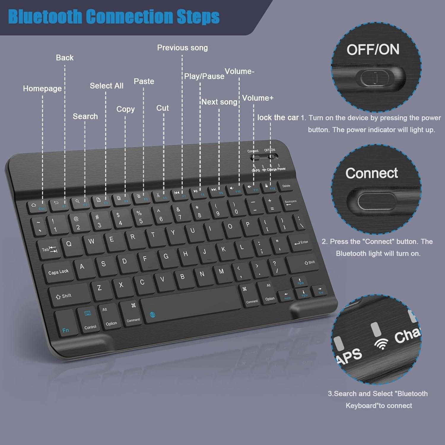 Teclado Bluetooth NOOX para iPad y Tablets - Ligero y Portátil