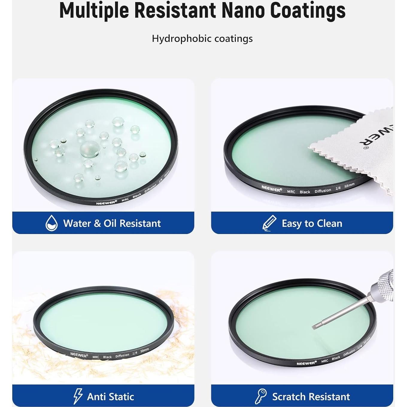 Filtro de Difusión Negra NEEWER 58mm 1/4 para Fotografía