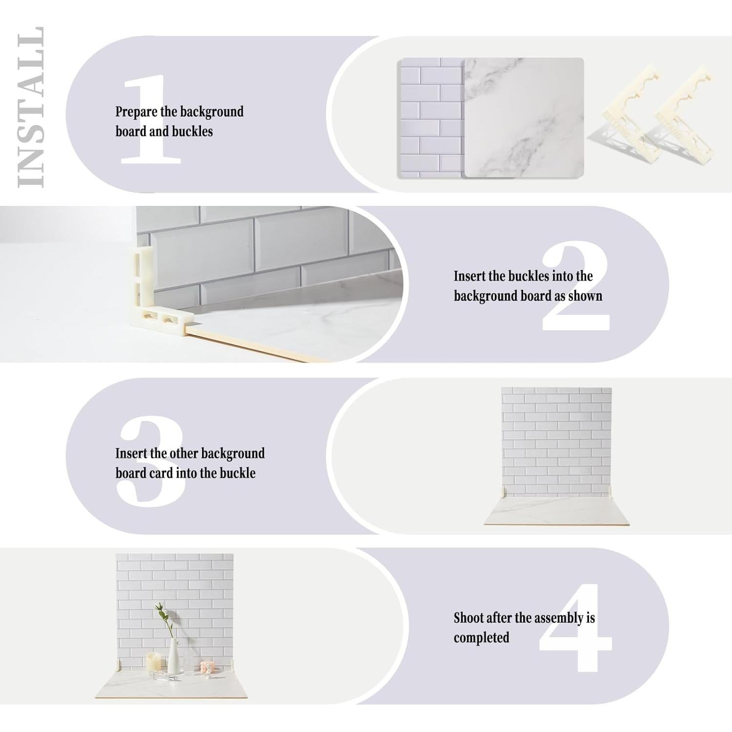 2 Tableros de Fondo Fotográfico BEIYANG 61x61 cm Mármol