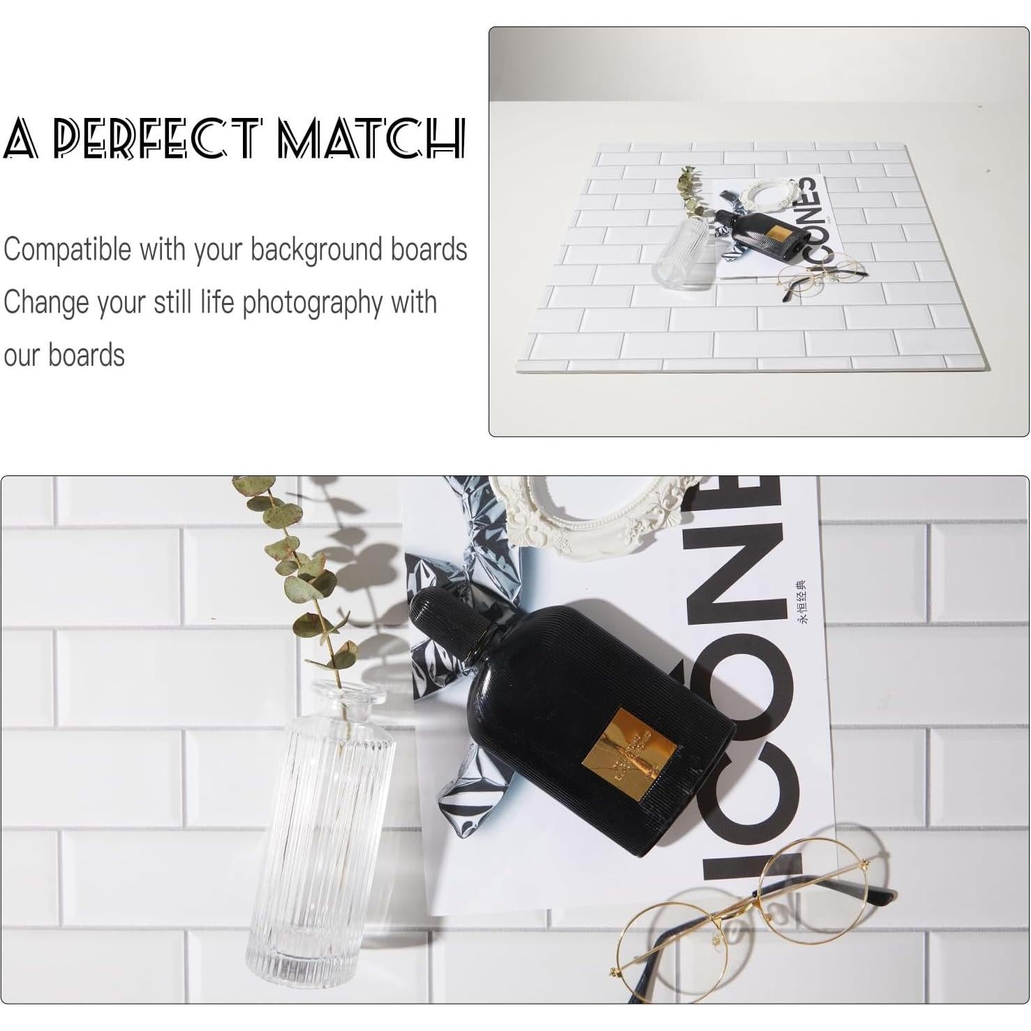 2 Tableros de Fondo Fotográfico BEIYANG 61x61 cm Mármol