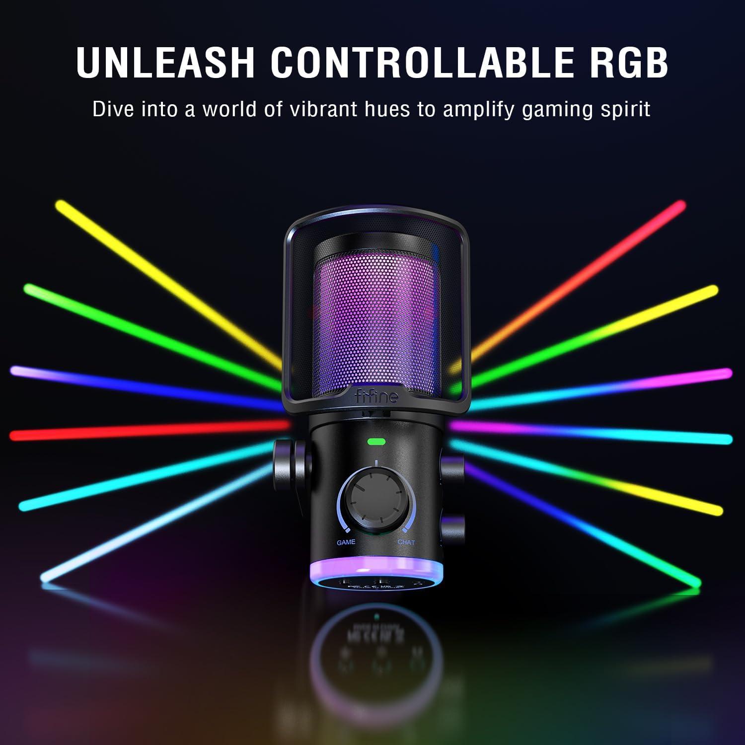 Micrófono USB FIFINE AM6 con Soporte de Brazo y RGB