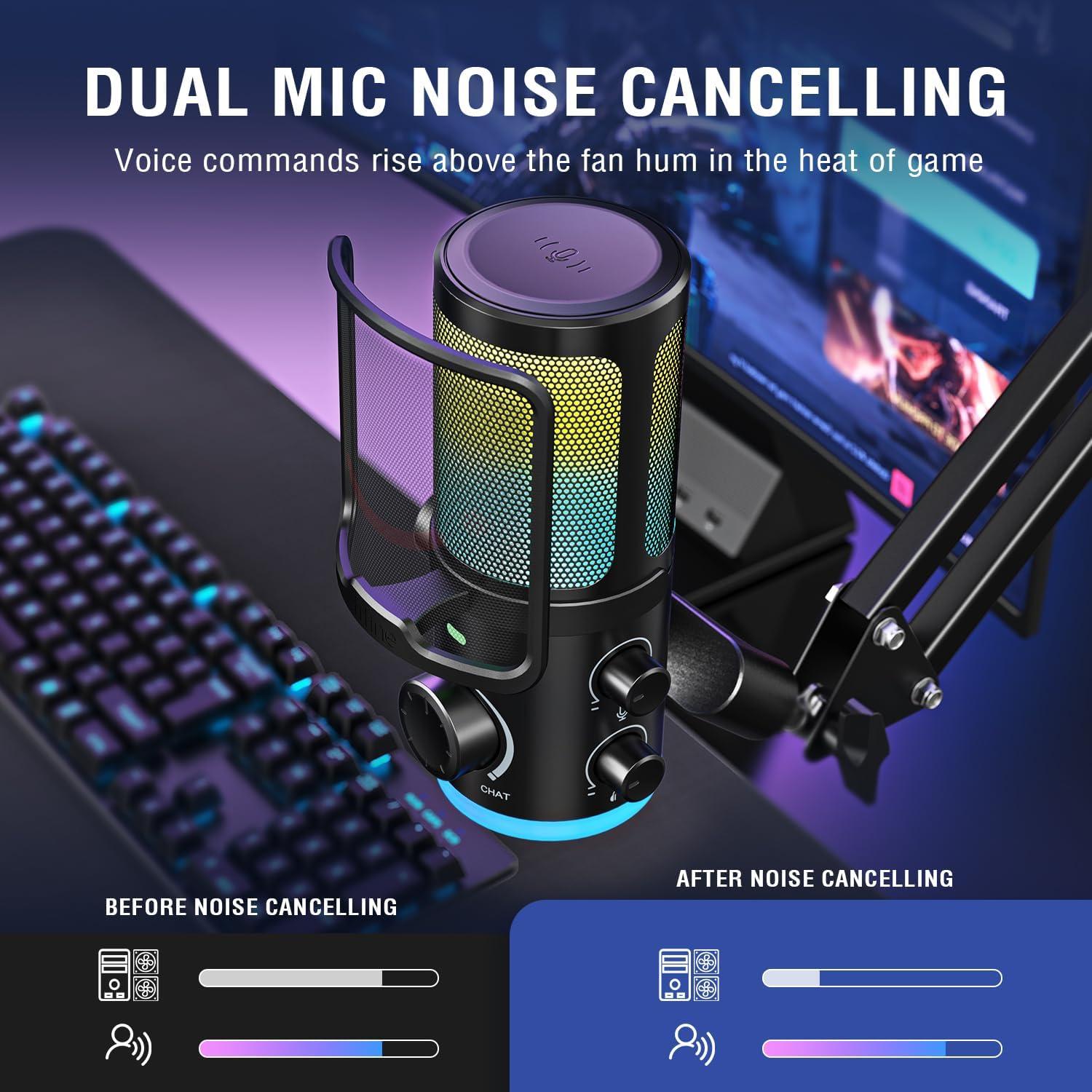 Micrófono USB FIFINE AM6 con Soporte de Brazo y RGB