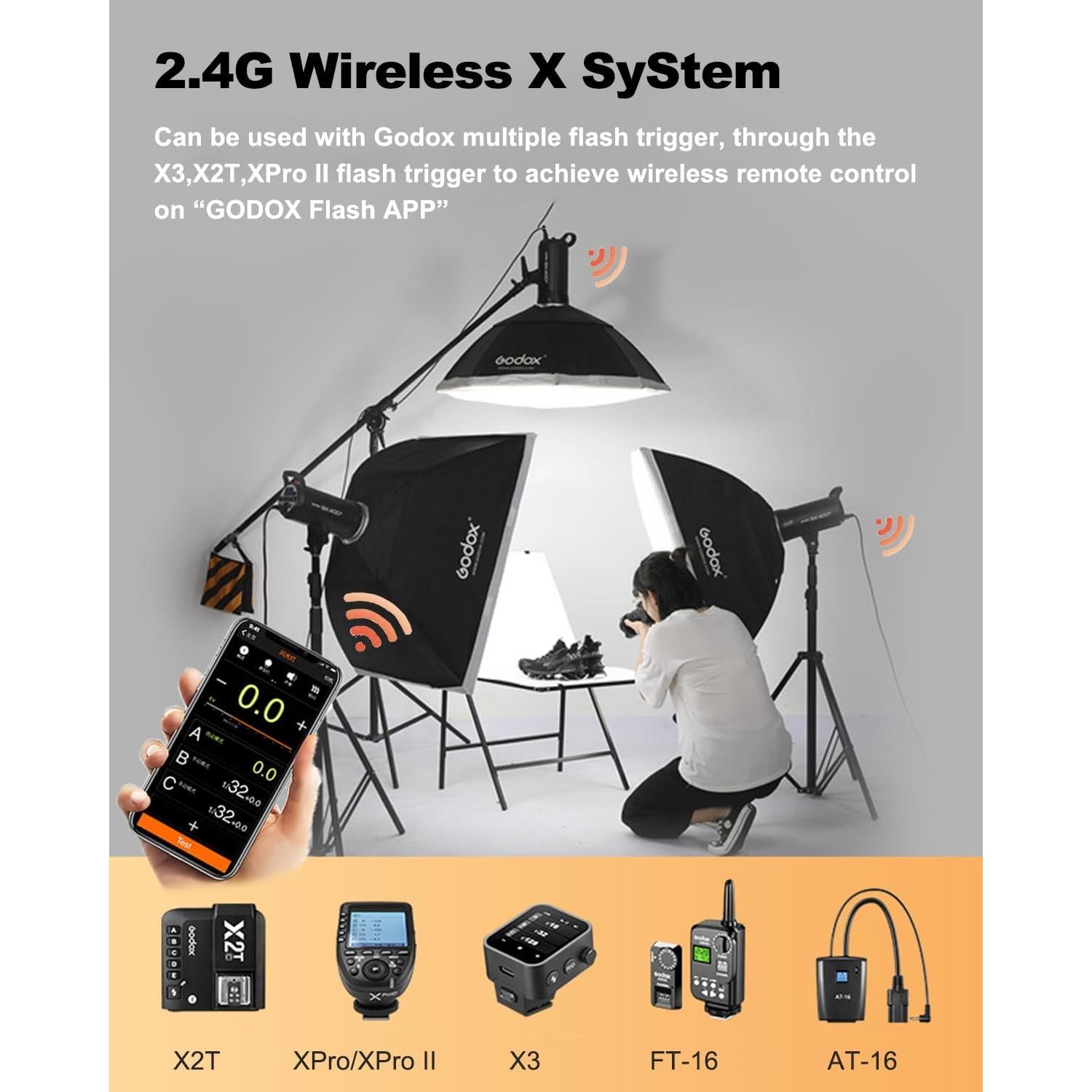 Kit de Fotografía Godox SK400IIV 2Pcs 800Ws con Softbox y Soportes