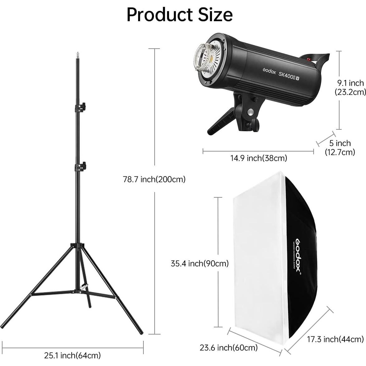 Kit de Fotografía Godox SK400IIV 2Pcs 800Ws con Softbox y Soportes
