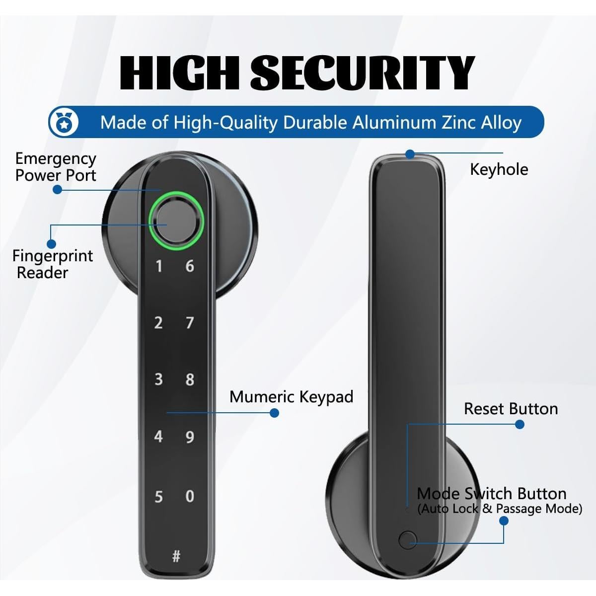 Cerradura Biométrica Bijialock con Huella Dactilar y Teclado