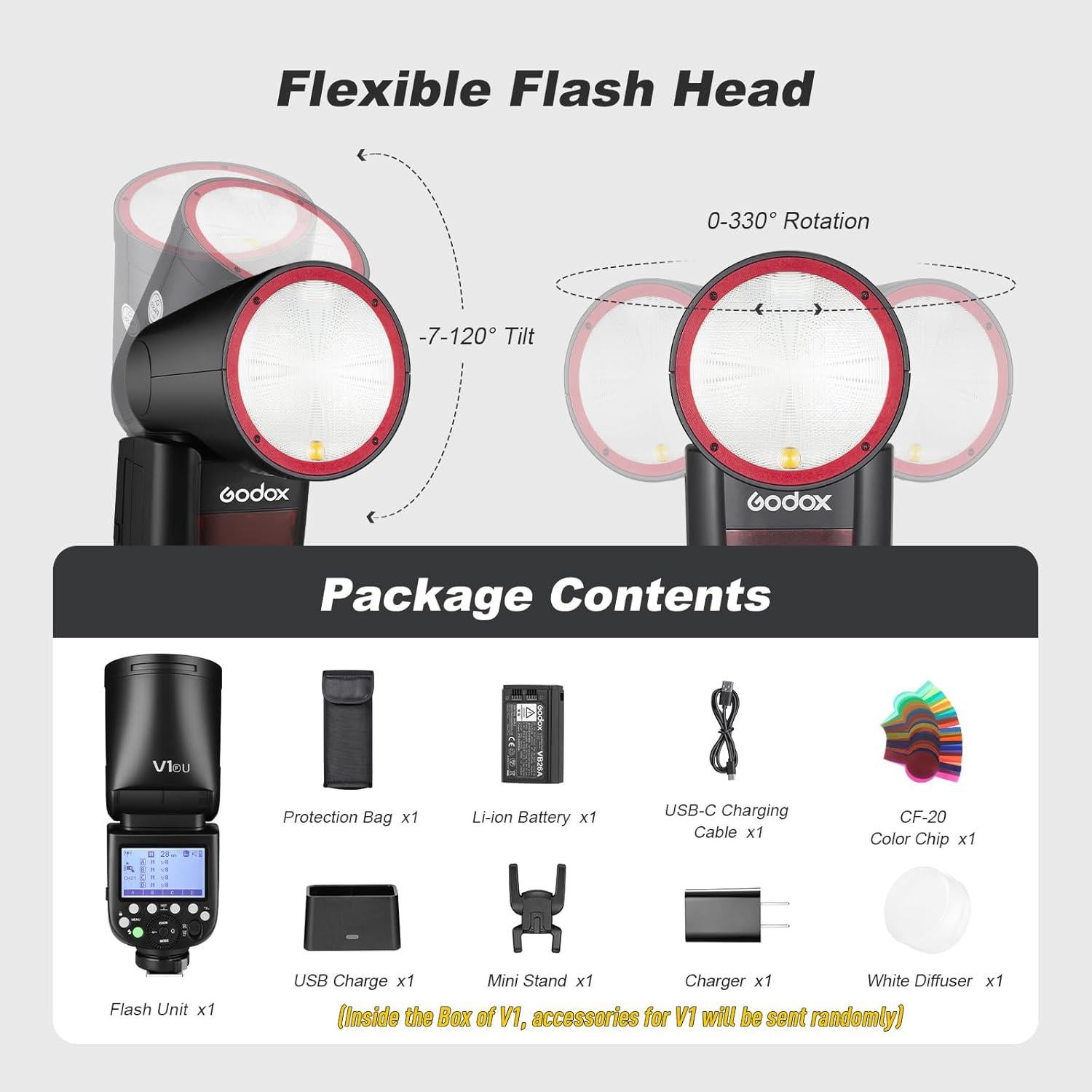 Flash Godox V1F para Fuji TTL Inalámbrico 1.06 kg HSS 1/8000s