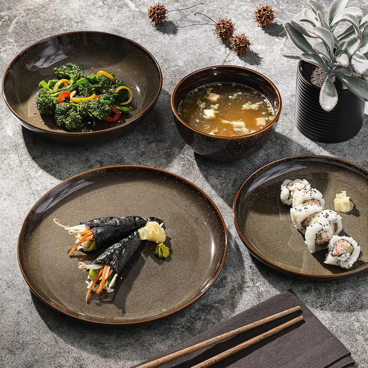 Juego de vajilla Gibson Elite Edwina 16 piezas verde