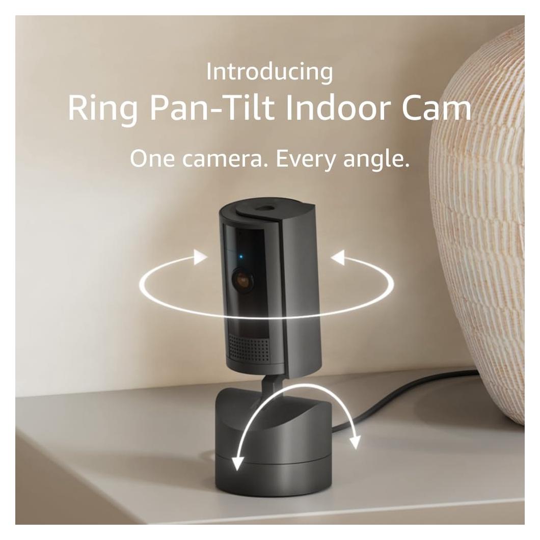 Ring Pan-Tilt Indoor Cam | See all around with 360° pan coverage, HD video, plus Two-Way Talk (2024 release) | Black
