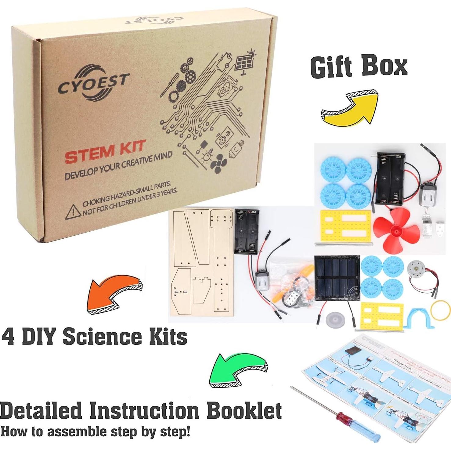 Kit 4 en 1 Energía Solar CYOEST Proyectos STEM para Niños
